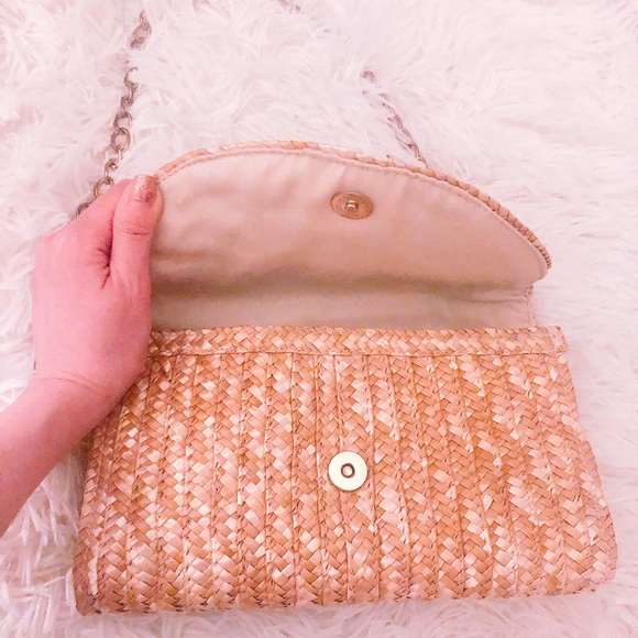 Rare wicker straw cat envelope clutch with 3D ears - Picture 6 of 11